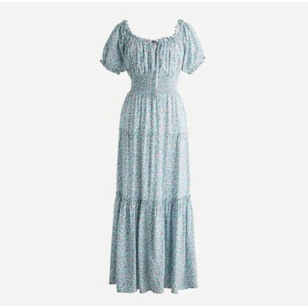 J Crew short sleeve floral tiered midi dress, size 4